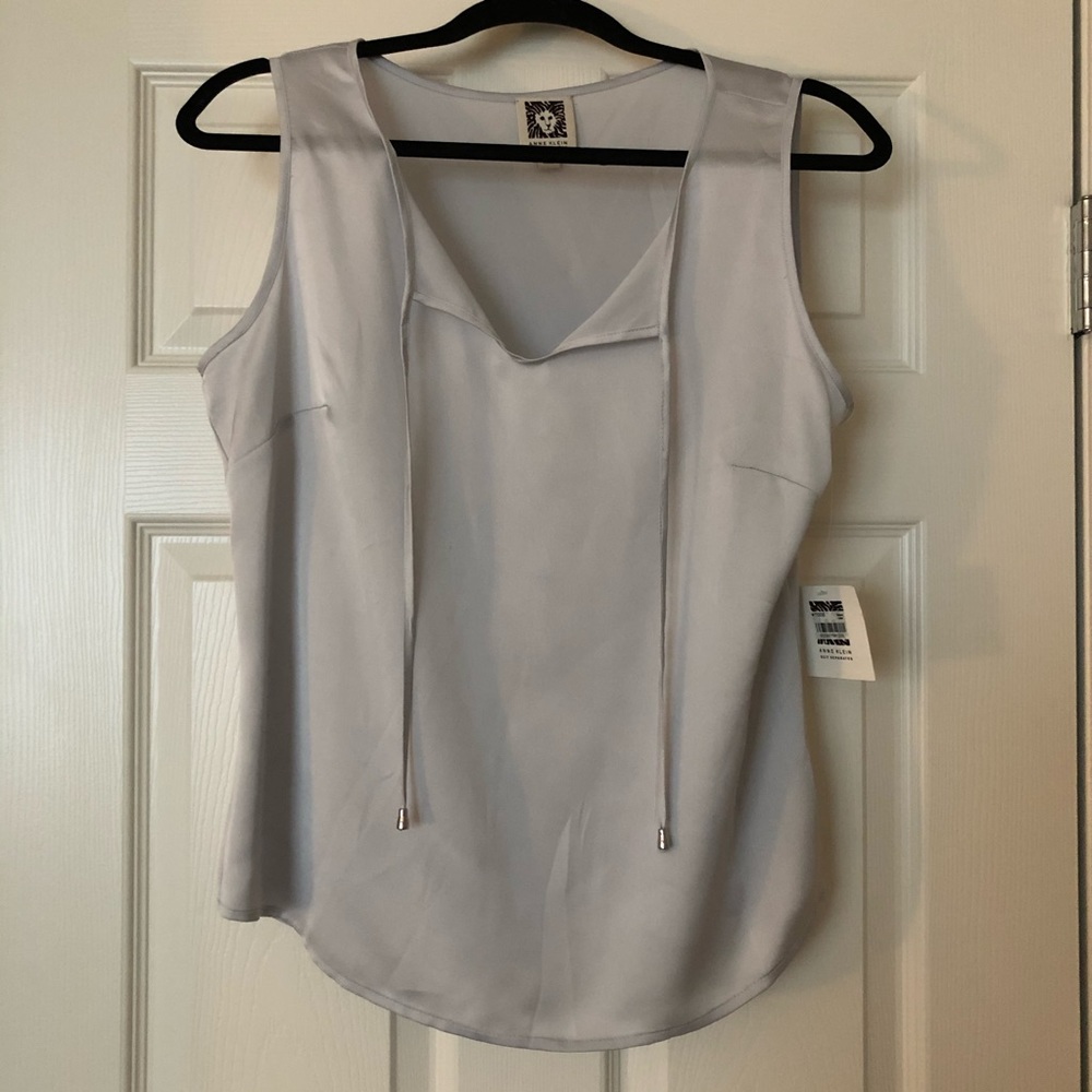 NWT gray silk Anne Klein sleeveless blouse